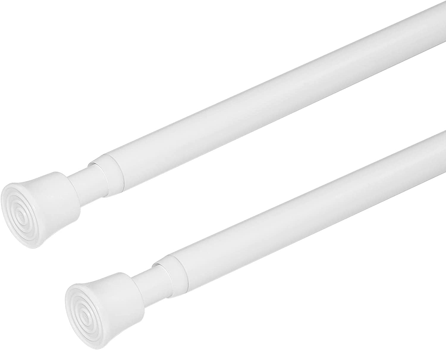 2Pcs Small Tension Rod 11 to 17 Inch, Adjustable Thin Mini Spring Loaded Curtain Tension Rods for Windows, Closet, RV, Trailer, Cupboard, Refrigerator (White)