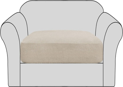 Stretch Couch Cushion Covers Individual Seat Sofa Chair Slipcovers Cushion Protector Cover Featuring Jacquard Textured Twill Fabric(1 Cushion Chair Cover, Island Fossi)