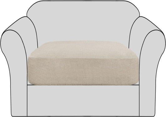 Stretch Couch Cushion Covers Individual Seat Sofa Chair Slipcovers Cushion Protector Cover Featuring Jacquard Textured Twill Fabric(1 Cushion Chair Cover, Island Fossi)