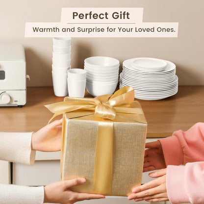 40-Piece Wheat Straw Dinnerware Set for 8 - Lightweight, Unbreakable Plates and Bowls, Microwave and Dishwasher Safe (White)