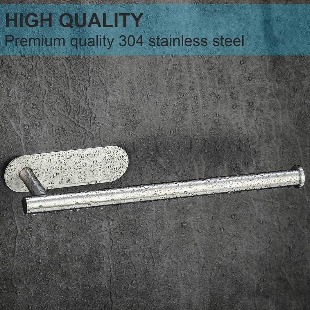 Under-Cabinet Stainless Steel Paper Towel Holder - 2 Pack Wall Mount for Kitchen, Bathroom, and RV with Self-Adhesive and Screw Installation (Silver)