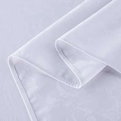 210GSM Solid Flower Jacquard Table Cloth - Heavy Duty Waterproof Wrinkle Free Microfiber Tablecloth, Decorative Fabric Table Cover for Outdoor and Indoor Use (White, Rectangle 52 X 70 Inch)