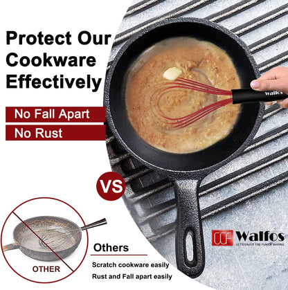 Flat Silicone Whisk,  11'' Wires Silicone Whisk for Blending Beating Stirring and Kitchen Cooking