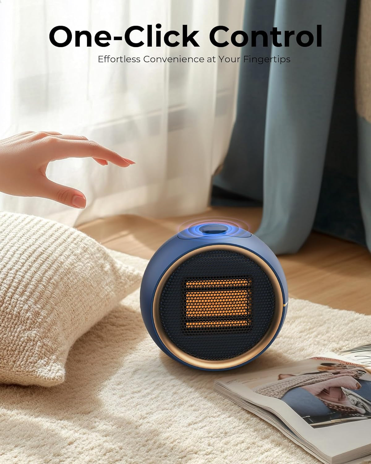 Space Heater for Indoor Use, Portable Electric Heater with 2S Fast Heating & PTC Ceramic, Tip-Over/Overheat Protection, Ultra Quiet Mini Desk Heater for Bedroom, Bathroom, Home Office