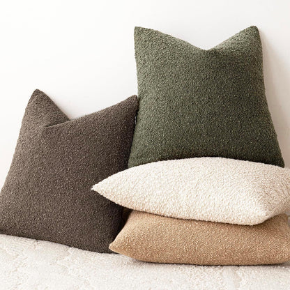 Pack of 2 Textured Boucle Throw Pillow Covers Accent Solid Decorative Lumbar Pillow Cases Cozy Soft Couch Cushion Case for Chair Sofa Bedroom Living Room Home Decor 12X20 Inch Light Brown