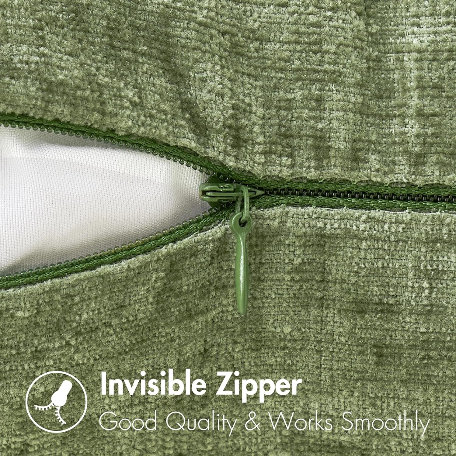 Pack of 2 Couch Throw Pillow Covers 18X18 Inch Spring Soft Sage Green Chenille Pillow Covers for Sofa Living Room Solid Dyed Pillow Cases