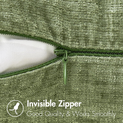 Pack of 2 Couch Throw Pillow Covers 18X18 Inch Spring Soft Sage Green Chenille Pillow Covers for Sofa Living Room Solid Dyed Pillow Cases