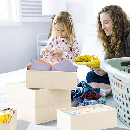 Closet Drawer Organizer Clothes, 15 Pack Dresser Organizer for Baby Clothes, Fabric Drawer Dividers for Nursery Bedroom (Beige)