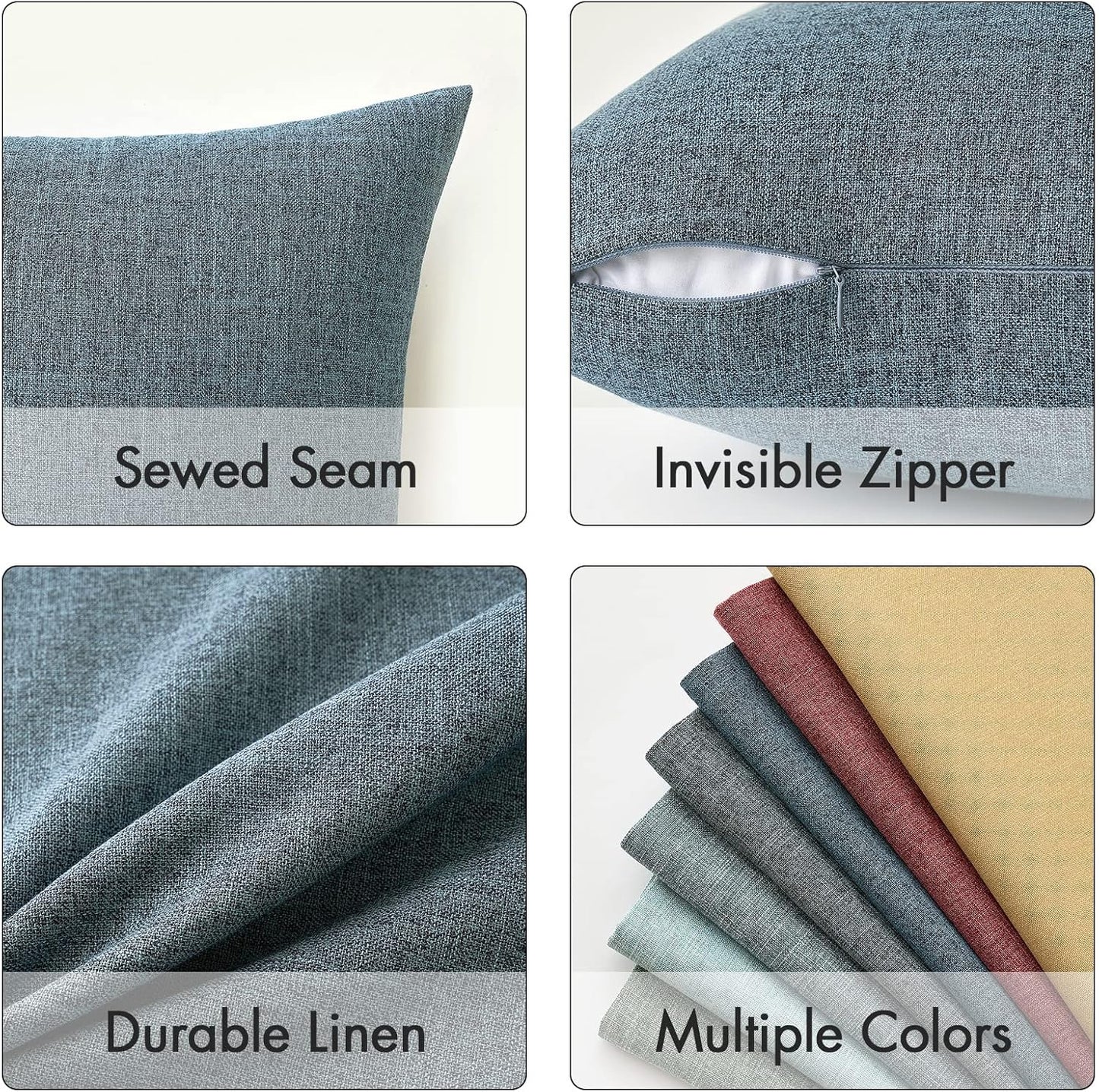 Pack of 2 Decorative Linen Burlap Coastal Pillow Covers Farmhouse Accent Pillowcases for Sofa Car Couch Bedroom Living Room Decor 18X18 Inch Dusty Blue