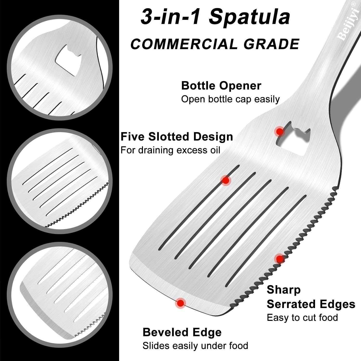 2-Piece Heavy Duty BBQ Grill Tools Set, Professional Stainless Steel Grilling Spatula & Fork with Full Tang Silicone Handle, Outdoor Grill Accessories for Barbecue Cooking