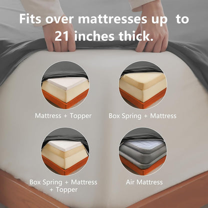 Extra Deep Pocket King Sheets - 6 Piece Sheet Set - Fits up to 21 Inches Thick Mattresses - Luxury Bedding Set - Breathable Bed Sheets & Pillowcases - Easy & Secure Fit - Dark Grey, King Size