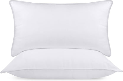 Bed Pillows for Sleeping (White), Queen Size, Set of 2, Hotel Pillow, Cooling Pillows for Side, Back or Stomach Sleepers