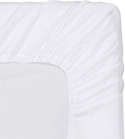 Twin Fitted Sheets - Bulk Pack of 6 Bottom Sheets - Soft Brushed Microfiber - Deep Pockets - Shrinkage & Fade Resistant - Easy Care (White)