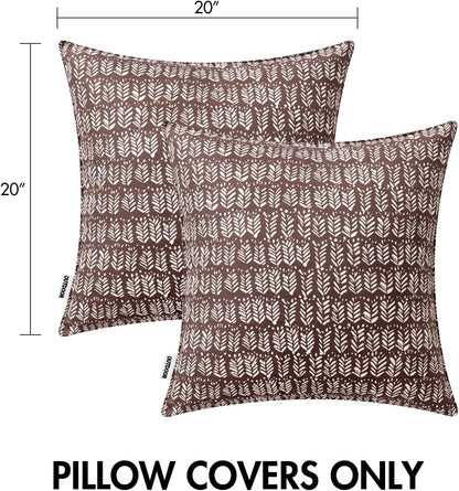 Outdoor Pillow Covers Waterproof Natural Floral Print Pillowcases Pack of 2 Decorative Boho Accent Cushions for Summer Patio Funiture Garden Tent Porch Bench,Brown 20X20 Inch