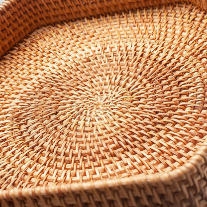 Hexagon Rattan Serving Tray for Coffee Table Woven Decorative Basket Trays for Ottoman Natural (9.8Inch X 2Inch)