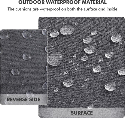 Outdoor Chair Cushions Set of 2 - 19" x 19" x 3" Waterproof Seat Cushions for Patio Furniture with Ties in Dark Grey