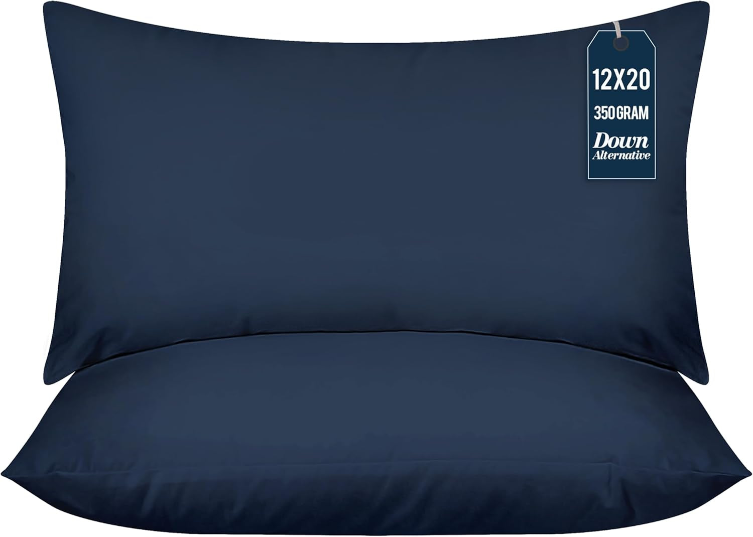Throw Pillows (Pack of 2, Navy), 12 X 20 Inches Indoor Decorative Pillow Insert for Sofa, Bed and Couch