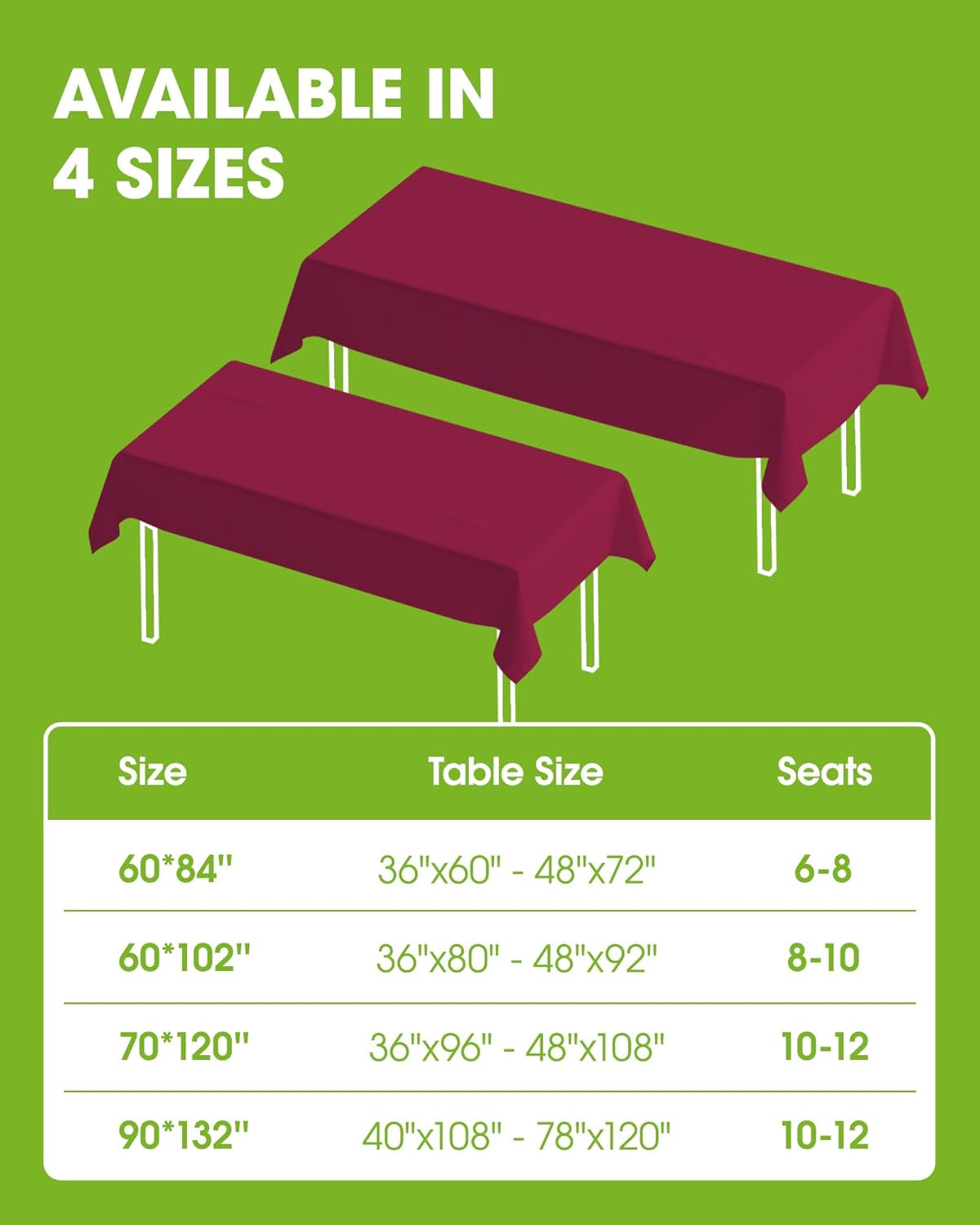 Rectangle Table Cloth 60" X 84" – Durable Polyester Tablecloth Offers Reusable & Washable Protection, Ideal for Outdoor Party, Picnic, Wedding, Banquet and Birthday, Fuchsia