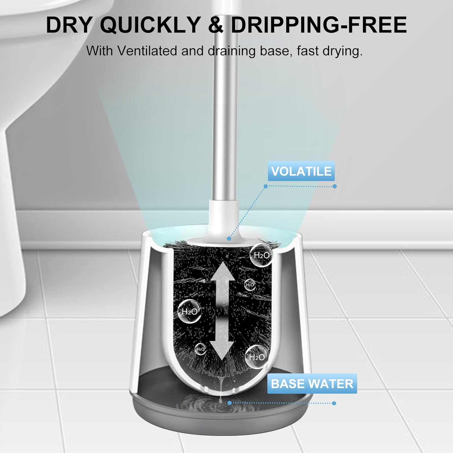 Toilet Brush and Holder & Floor Scrub Brush for Cleaning Shower Bathroom