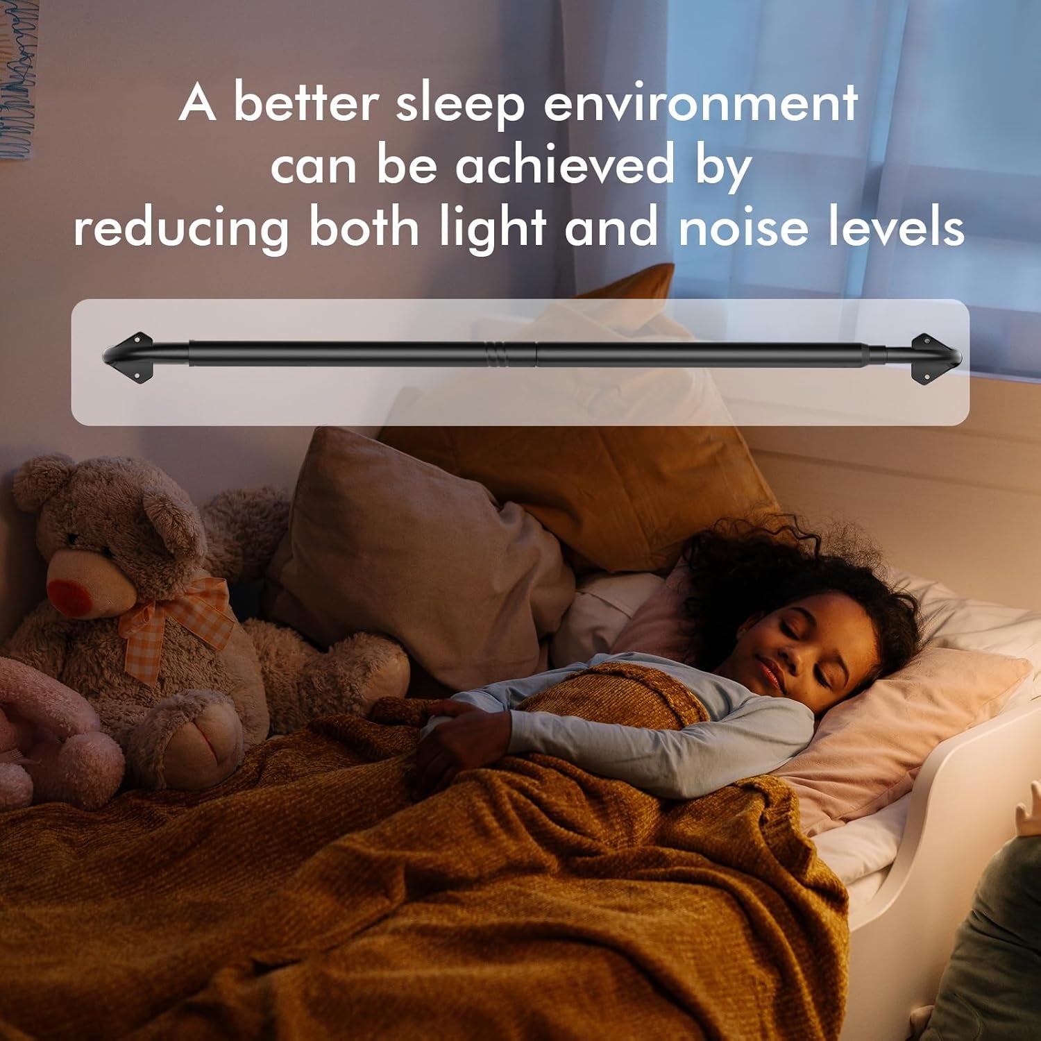 Black Wrap around Curtain Rods for Windows 28 to 48 Inch, 5/8 Inch Industrial Telescoping Blackout Curtain Rods for Bedroom & Outdoor