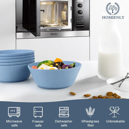 Alternatives 36Oz Cereal and Soup Bowls Set of 6 - Microwave and Dishwasher Safe, Sky Blue