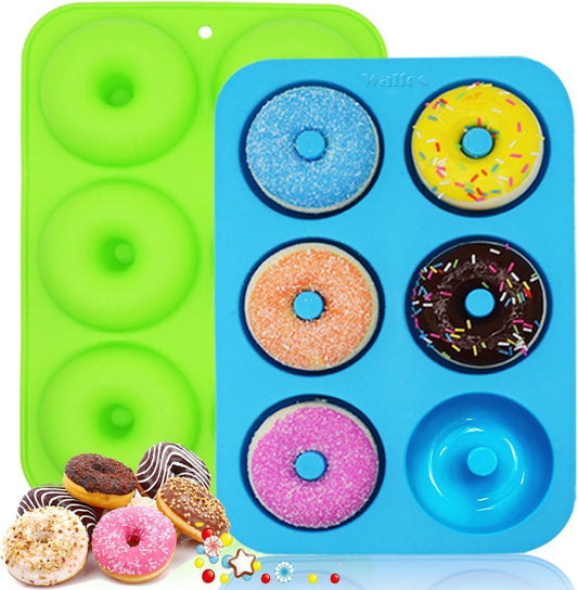 Silicone Donut Mold - Non-Stick Silicone Doughnut Pan Set, Just Pop Out! Heat Resistant, Make Perfect Donut Cake Biscuit Bagels, BPA FREE and Dishwasher Safe, Set of 2