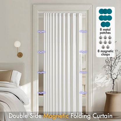 Accordion Folding Door Curtains for Doorways - Laundry Room and Bedroom Room Divider - White, 52" x 78", Single Panel