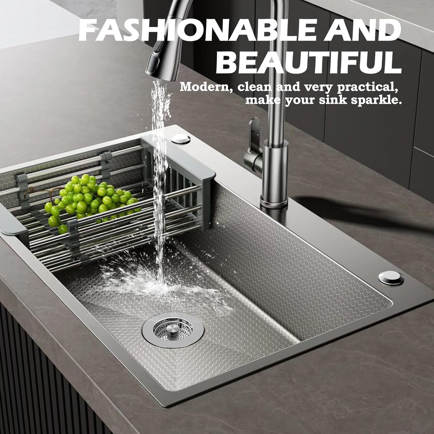 2 Pack Kitchen Sink Drain Strainer, 3 in 1 Sink Stopper Fits US Standard 3-1/2" Drains Sink Strainer with 304 Stainless Steel Pop Ups Anti-Blocking Anti-Rust High Temperature Resistant