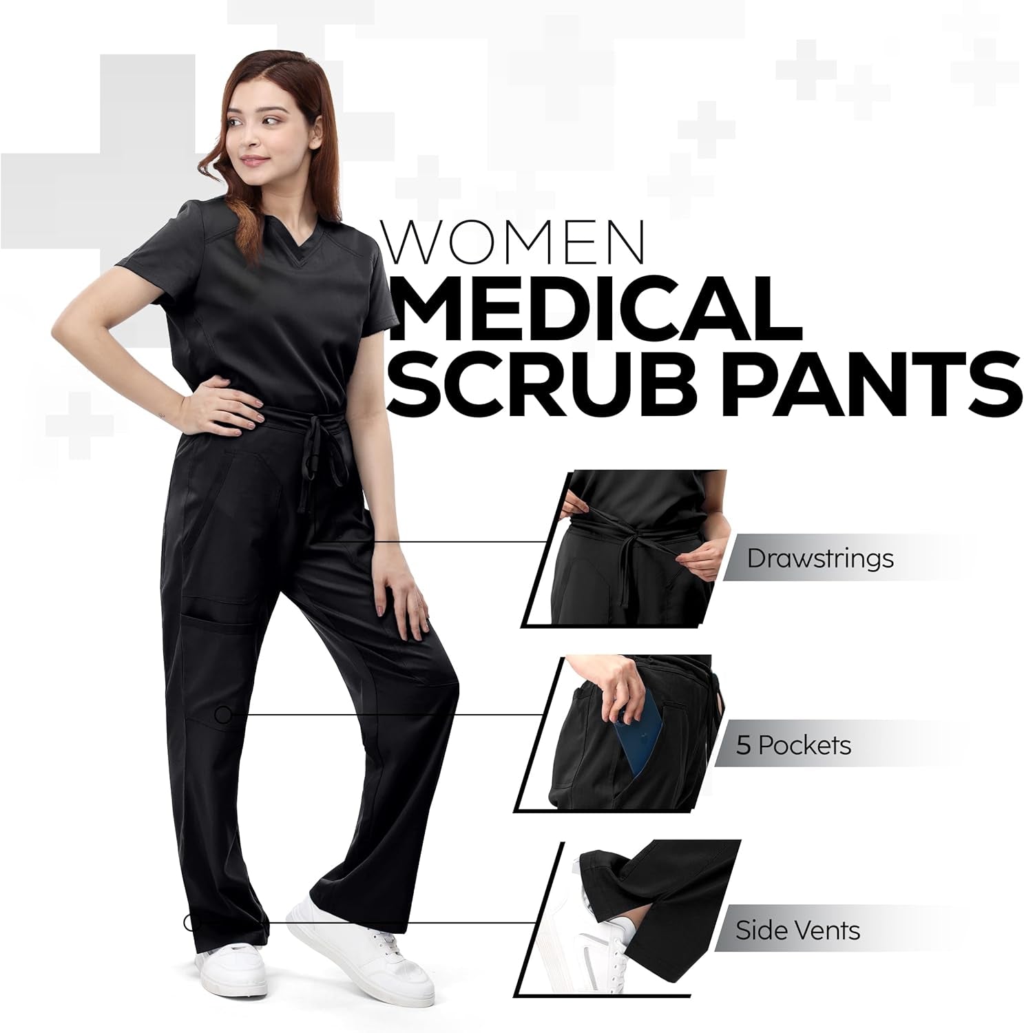 Scrub Pants for Women, Loose Fit, Drawstring, Soft Stretch