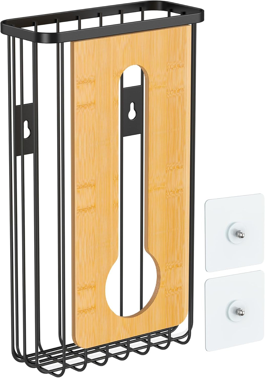 Plastic Grocery Bag Holder - Extra Large Trash Bag Dispenser Wall Mount with Mounting Accessories - Matte Black Reusable Bags Storage Organizer for Kitchen, under Sink, Pantry, Garage