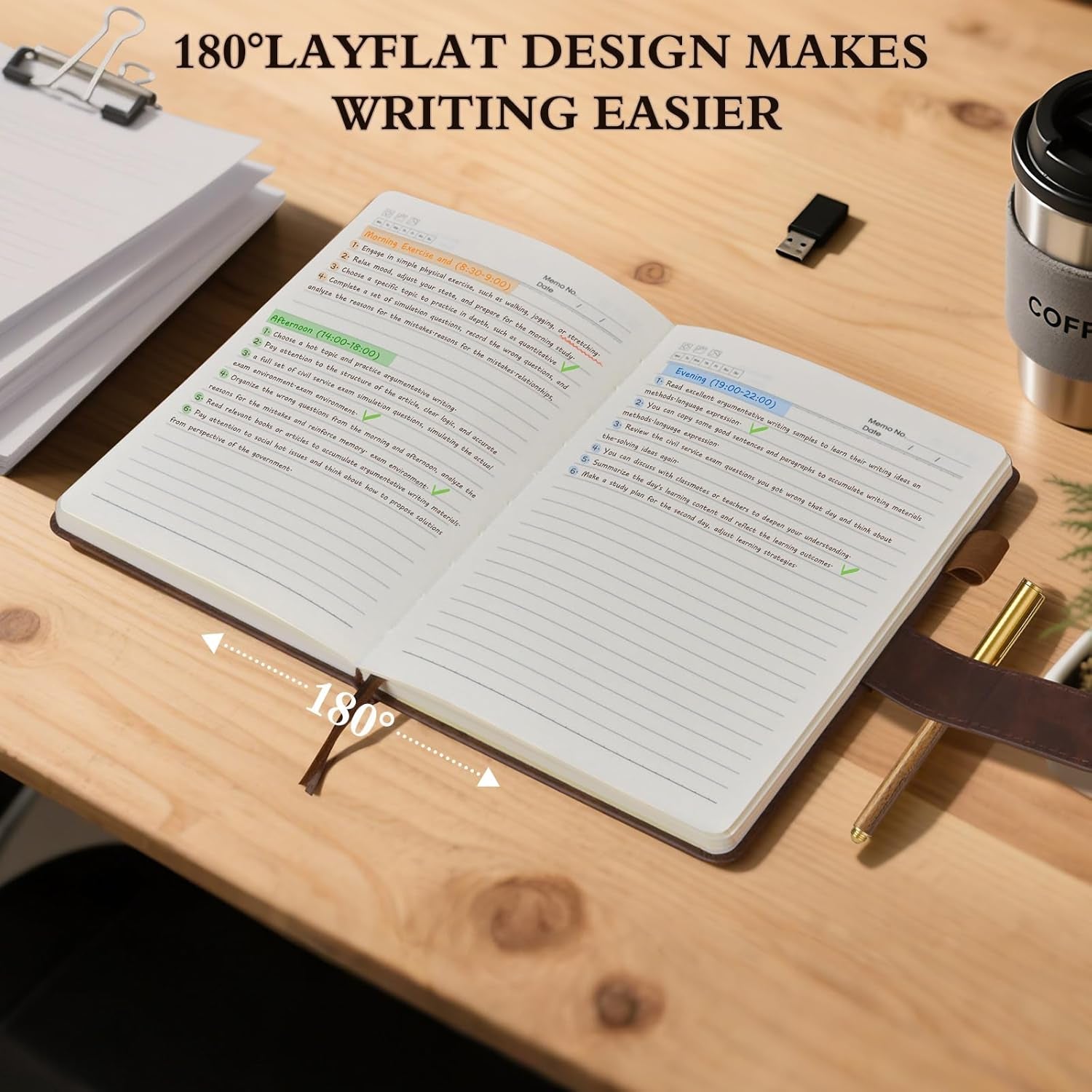 Lined Journal Notebook for Men, Leather Hardcover Notebook with Pen, A5 Journaling Notebooks for Work, 200 Pages 100 GSM Thick College Ruled Diary for Writing, Business, Office 5.75" X 8.38" Brown