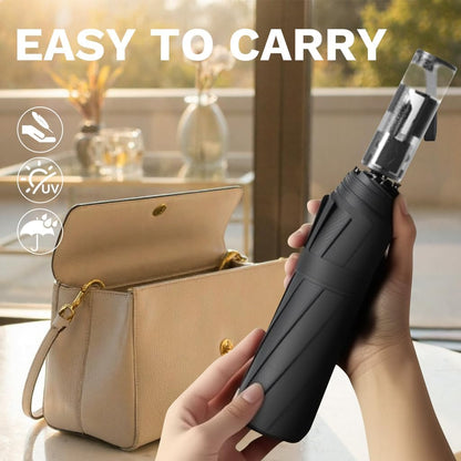 Automatic Compact Travel Umbrella, Windproof Folding 12 Ribs Umbrella for Rain & Sun with UV Protection, Lightweight & Portable for Men and Women
