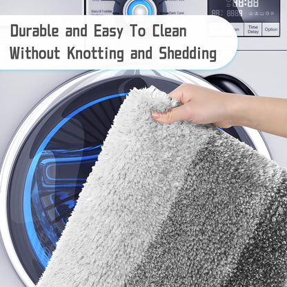 Bathroom Rugs Mat, Luxury Soft Comfortable Plush Absorbent Microfiber Bath Rugs, Extra Thick Non Slip Shaggy Shower Rug, Machine Wash, Bath Carpet for Bathroom Floor, Tub, 24"X17", Grey