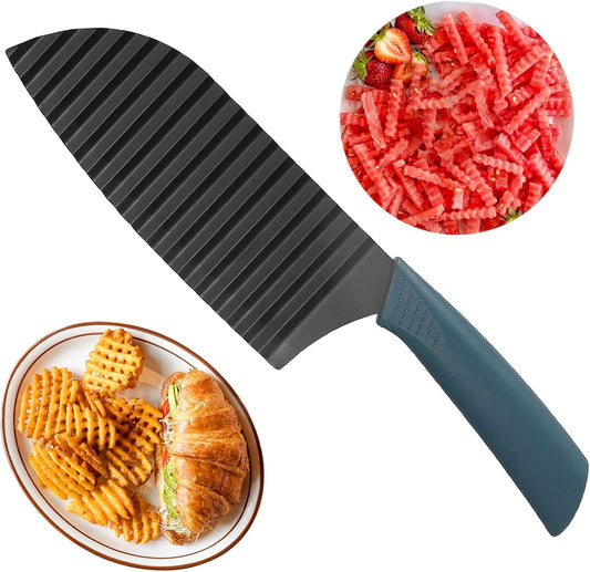 Crinkle Cutter Wavy Slicer for Veggies, French Fry Cutter, Stainless Steel Potato Slicer Wavy Chopper,Vegetable Crinkle Cutting Onion Chopping Tool for Fancy Edges for Cucumber, Kitchen Gadgets