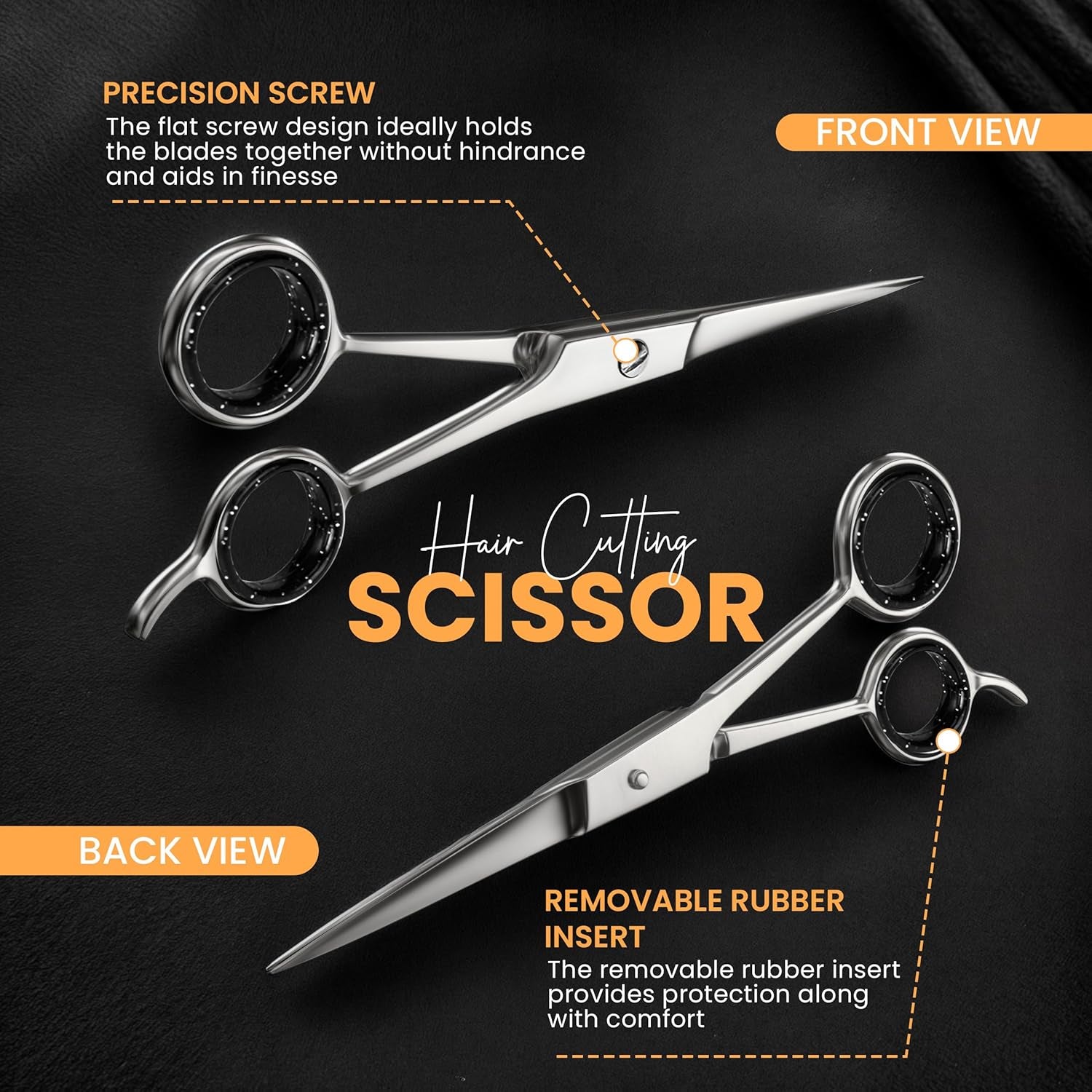 Hair Cutting and Hairdressing Scissors 6.5 Inch, Premium Stainless Steel Shears with Smooth Razor and Sharp Edge Blades for Salons, Men, Women and Kids, Silver