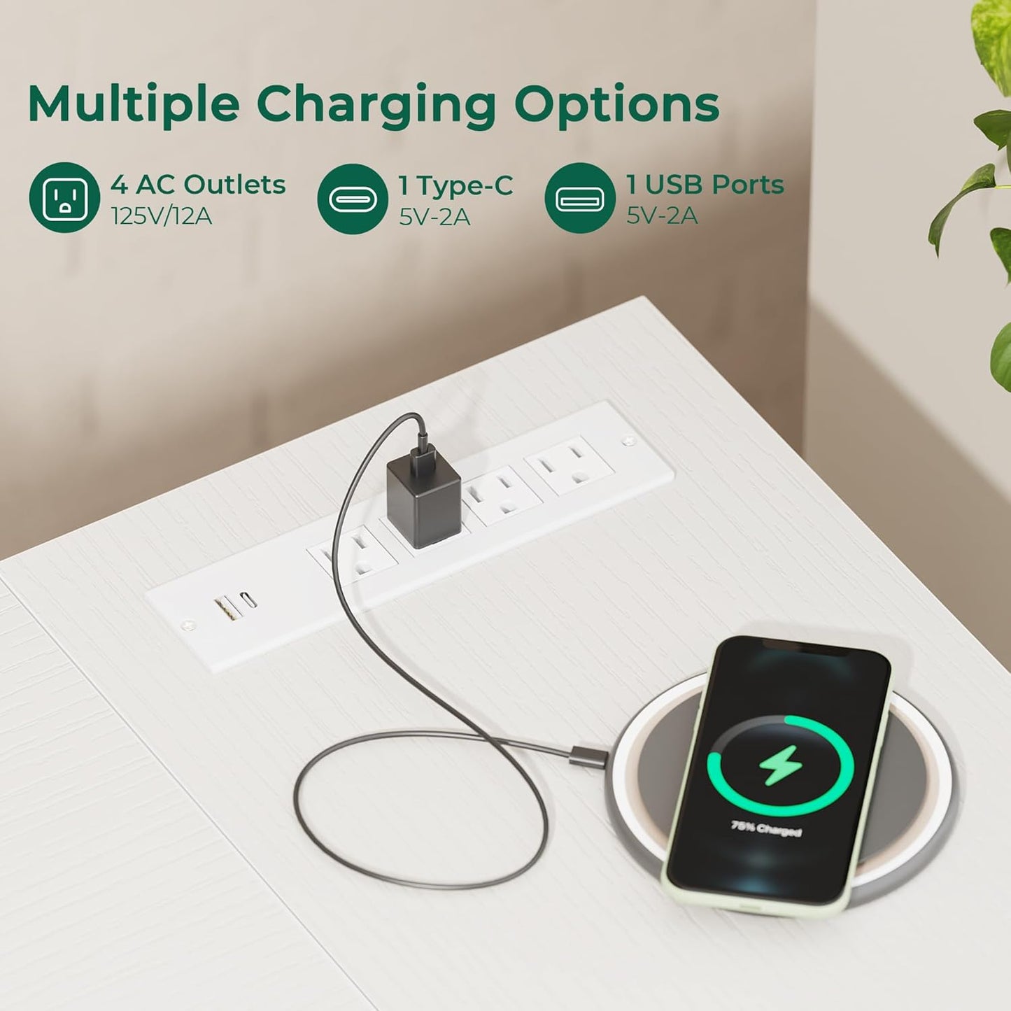 L-Shaped Office Desk with Power Outlets, 47-Inch Computer Desk Featuring 3 Drawers and Shelves for Gaming, Corner Work, Home Office, and Study - White Finish