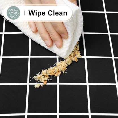 6 Pack Rectangle Waterproof Fabric Table Cloth, Plaid Stain Resistant Polyester Tablecloth, Washable Cloth Table Cover for Dining Room, Outdoor, Picnic (52" X 70", Black)