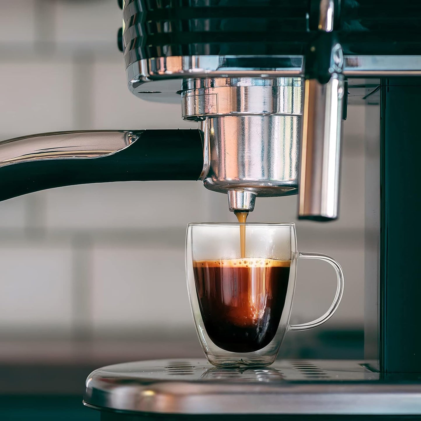 4-Pack 12 Oz Double Walled Glass Coffee Mugs with Handle, Insulated Layer Coffee Cups, Clear Borosilicate Glass Mugs, Gift for Cappuccino,Tea,Latte,Espresso,Hot Beverage,Wine, Microwave Safe, Set of 4