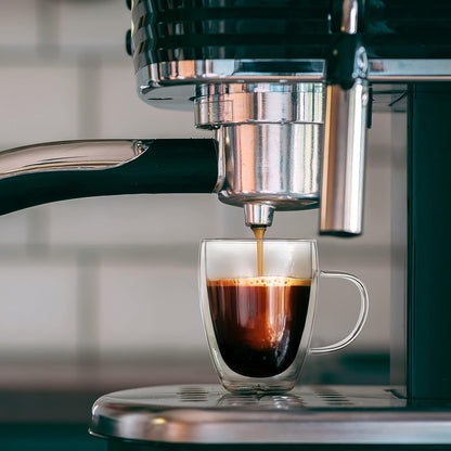 4-Pack 12 Oz Double Walled Glass Coffee Mugs with Handle, Insulated Layer Coffee Cups, Clear Borosilicate Glass Mugs, Gift for Cappuccino,Tea,Latte,Espresso,Hot Beverage,Wine, Microwave Safe, Set of 4