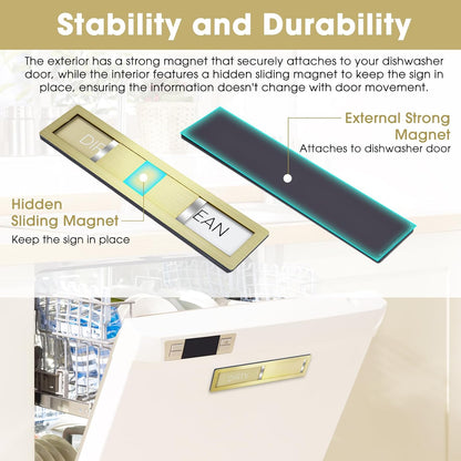 Dishwasher Magnet Clean Dirty Sign,Premium Stainless Steel Grade 304,Matte Finish Clean/Dirty Indicator with Strong Magnet, Home Kitchen Decor & Thoughtful Gift for Friends​(Golden-03)