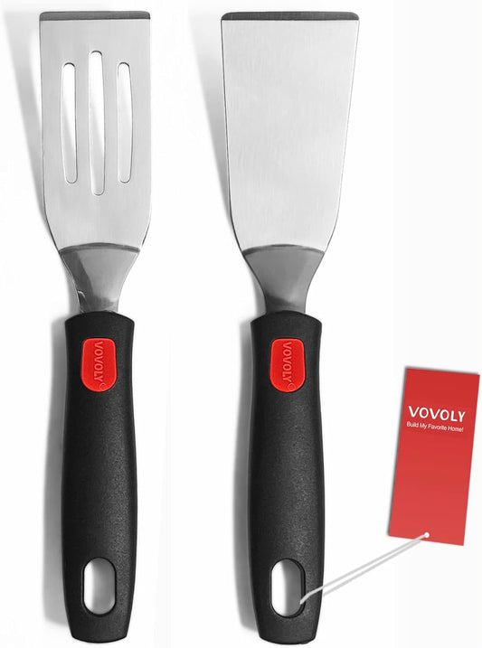 Professional Mini-Serving Spatula Set, Stainless Steel Cutter and Serve Turner for Serving, Flipping or Cooking, Ideal for Brownies, Tiramisu, Cakes, Lasagna or Cookie Etc.