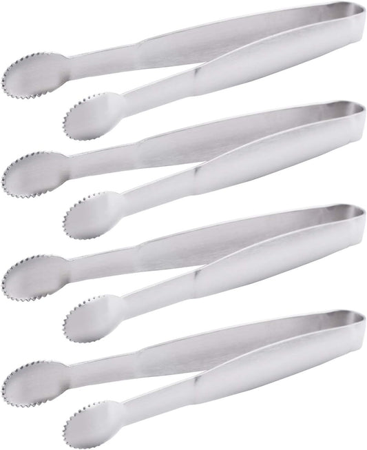 Mini Serving Tongs 5-Inch Stainless Steel Small Appetizer Tongs, Set of 4