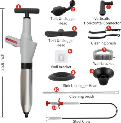 Toilet Plunger, Plungers for Bathroom Heavy Duty with Holder, Powerful Toilet Snake for Unclogging Plunger with Real-Time Pressure Indicator Plungers for Washbasin, Floor, Kitchen Clogged