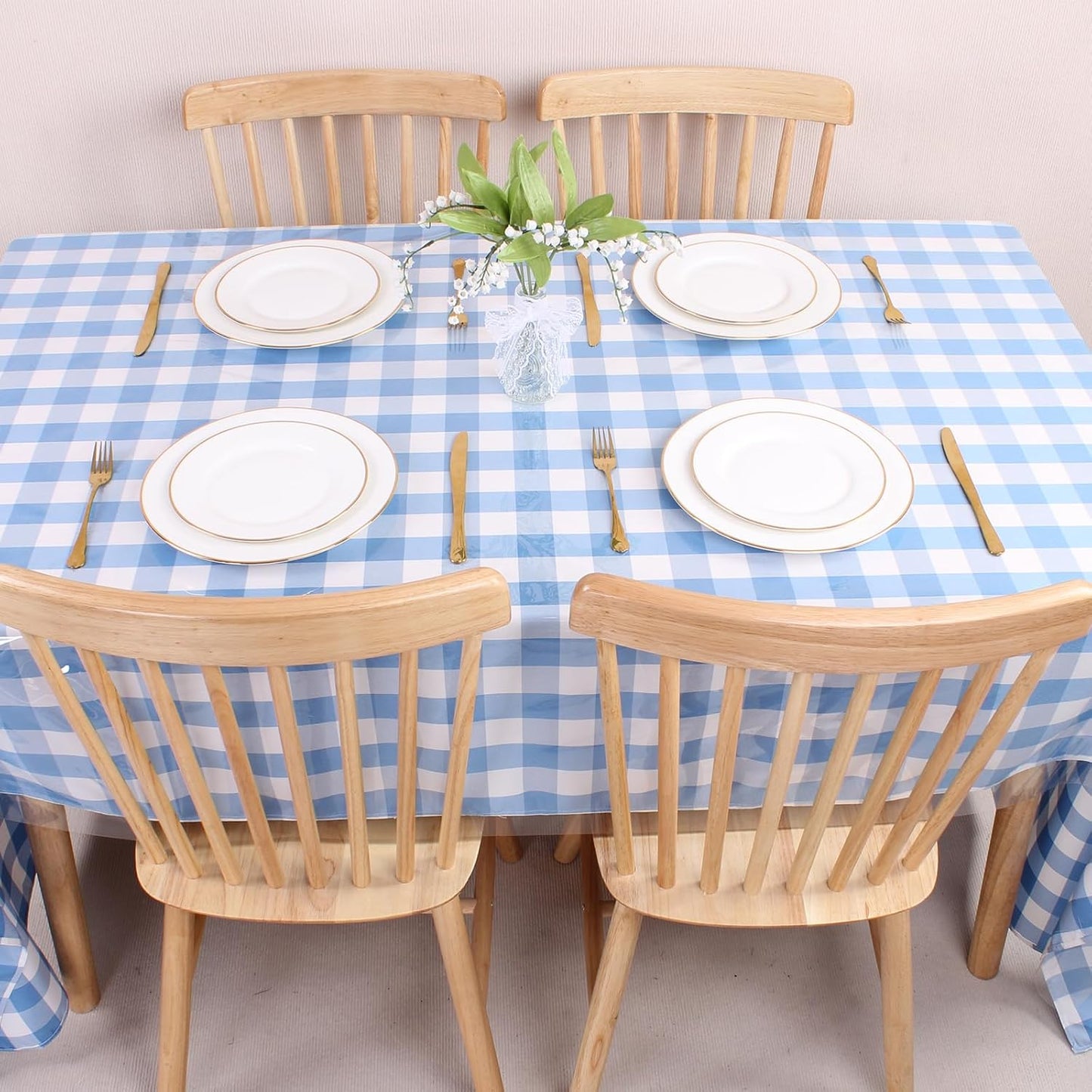 Clear Plastic Table Cover Protector 54 X 54 Inch Square Transparent Sheet Tablecovers 100% Waterproof Oil Spill Proof Clear Vinyl PVC Table Cloths Wipeabletablecloth Table Protector for Dining