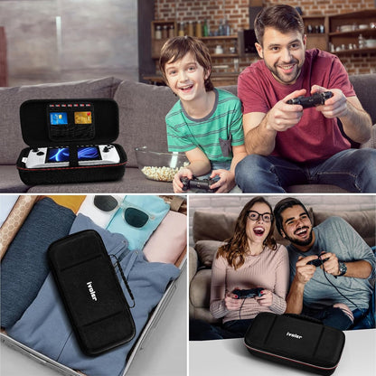 Carrying Case for Nintendo Switch 2 (2025)/Asus Rog Alloy 7''2023/Asus Rog Ally X 2024, Portable Hard Shell Pouch Travel Bag, Built-In Gaming Charger Dock Storage, Holds Game Cartridge - Black