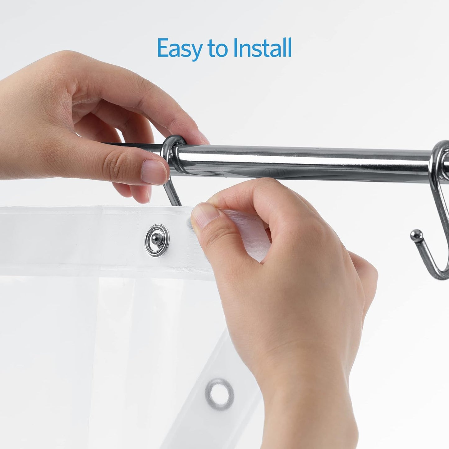 Clear Shower Curtain Liner Light Weight PEVA, Shower Liner 72X72 Inches, Waterproof, No Chemical Smell with 12 Rust Proof Metal Grommets Holes for Bathroom Shower Curtain