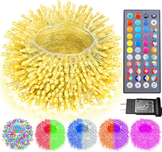 Color Changing Christmas String Lights with Remote, 34 Colors 66FT 200LED Halloween String Lights Outdoor Decoration, Indoor Connectable Fairy Lights Plug in for Xmas Tree Thanksgiving Decoration