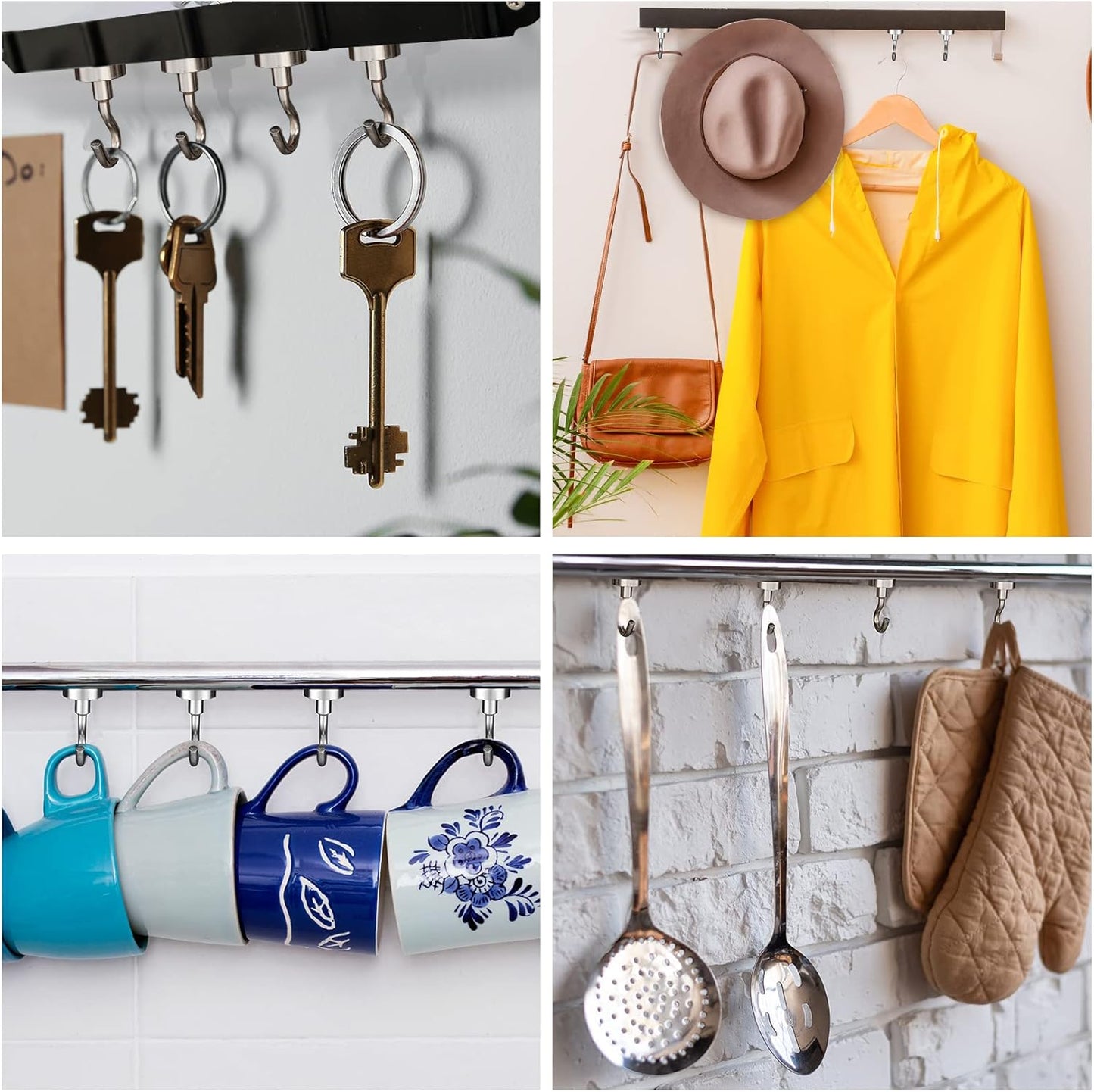 12Pack Fridge Magnets Refrigerator Magnets Magnetic Clips, 10Pack 25LBS Magnetic Hooks Heavy Duty Neodymium Magnet Hooks