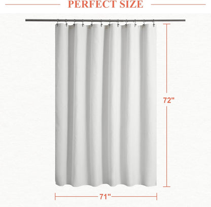 Waffle Weave White Shower Curtain Hotel Luxury Quality, Fabric Shower Curtains for Bathroom, Pique Pattern Cloth, Water Repellent and Machine Washable, Standard Size 71" X 72"