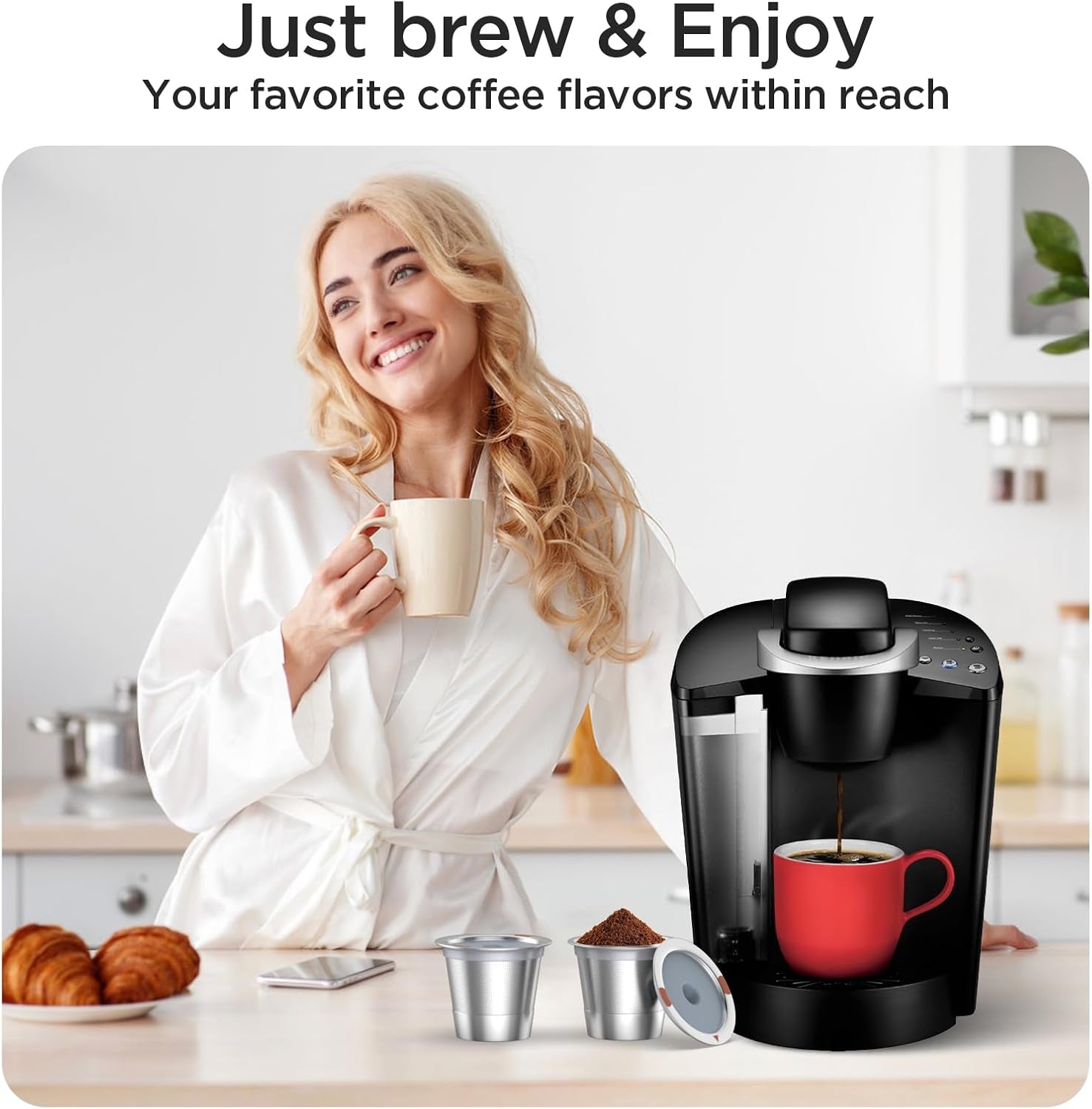 Reusable K Cups and Coffee Pods,Universal Stainless Steel K Cups for Keurig 2.0 and 1.0 Coffee Makers Machine Non-Bpa(1Pack)